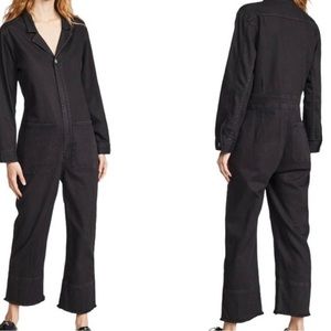 Black AYR denim boiler suit jumpsuit raw hem size M